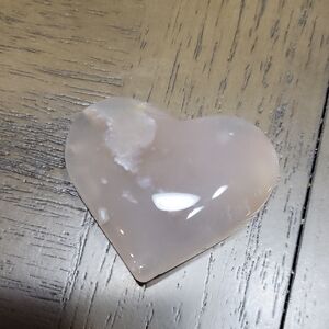 Polished Heart Stone - Flower Agate Crystal